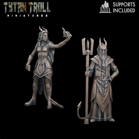 3D Printable DnD Heroes Tiefling Mages Pre Supported By TytanTroll