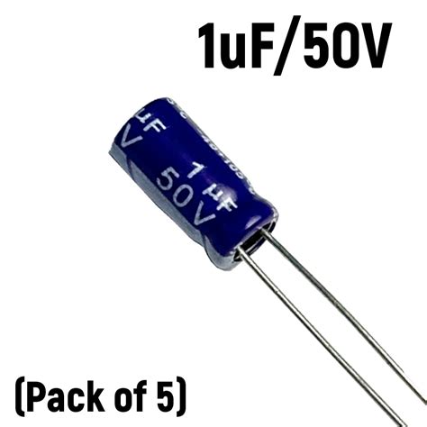 1uf 50v Electrolytic Capacitor Pack Of 5 Techiesms