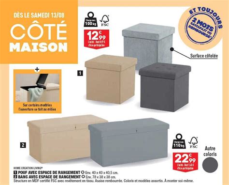 Promo Pouf Avec Espace De Rangement Banc Avec Espace De Rangement Home