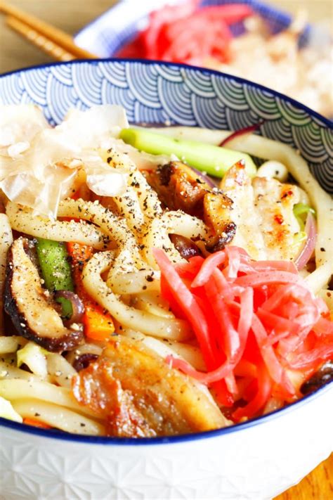 Yaki Udon Gebratene Udon Nudeln Nach Japanischer Art