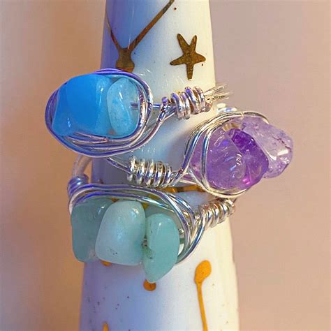 Custom Wire Wrap Crystal Ring Triple Crystal Etsy