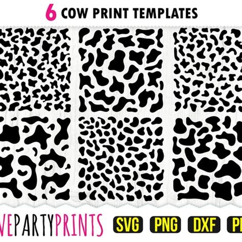 Cow Print Svg Dxf Png Pdf Cow Pattern Svg 6 Cow Patterns Etsy