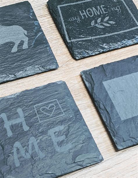 Personalized Slate Coasters Set Of 4 Engraved Drink Coasters Etsy Uk