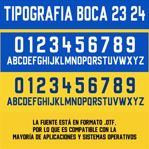 Tipografia Boca Juniors Camiseta 2023 2024 Ttf Letras Numeros Dorsal