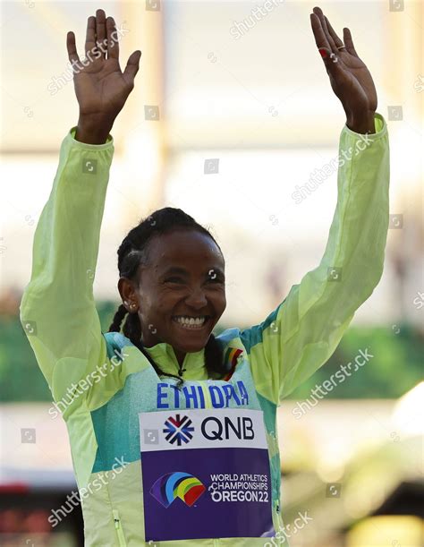 Gudaf Tsegay Ethiopia Celebrates On Podium Editorial Stock Photo - Stock Image | Shutterstock