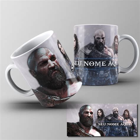 Caneca God Of War Ragnarok Kratos Thor SEU NOME AQUI Personalizado