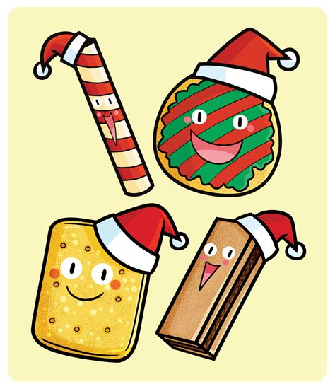 Cute Christmas Cookies Set In Cartoon Syle 4600054 Vector Art At Vecteezy