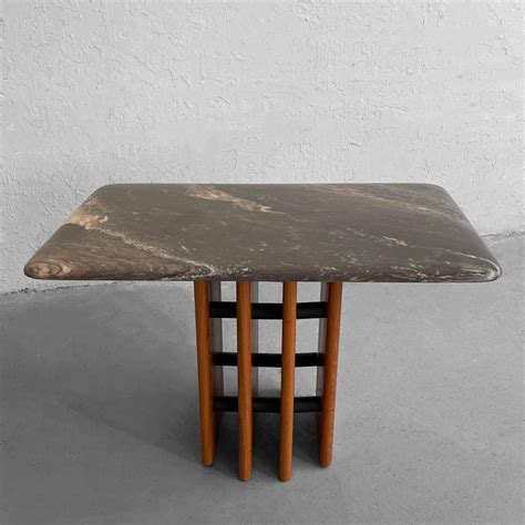 Danish Modern Marble And Teak Panel Side Table For Sale At 1stdibs