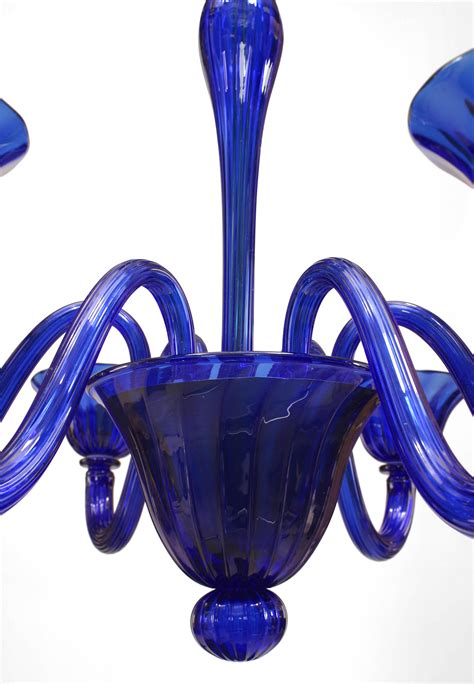 Italian venetian murano blue glass chandeliers