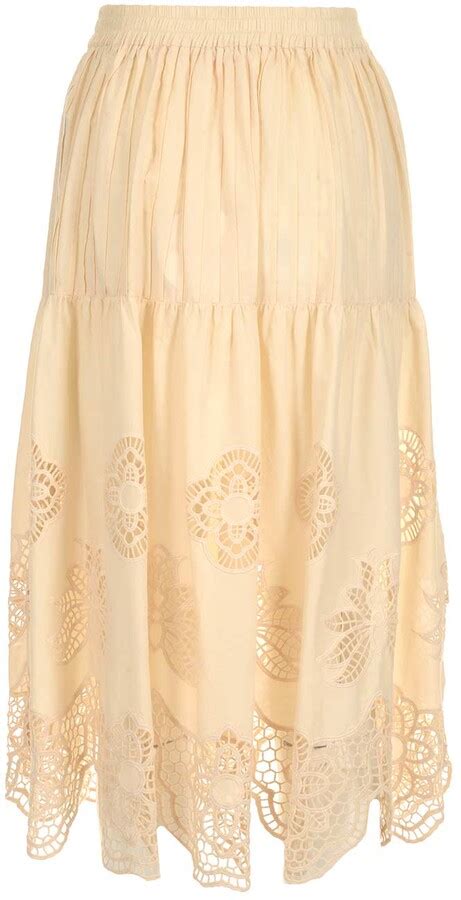 See By Chloe Broderie Anglaise High Waisted Skirt Shopstyle