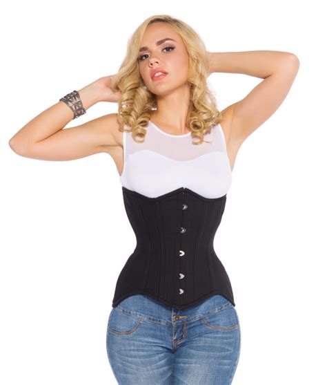 Jolie Black Cotton Underbust Steel Boned Corset Glamorous Corset