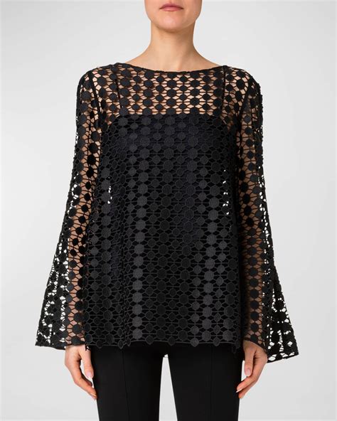 Akris Punto Kaleidoscope Dot Guipure Lace Blouse Neiman Marcus