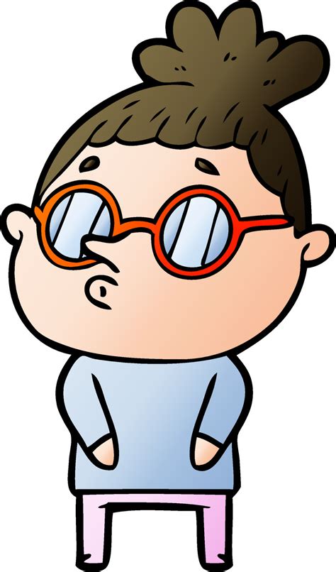 Cartoon Woman Wearing Glasses 12078373 Vector Art At Vecteezy