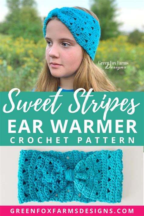 Sweet Stripes Ear Warmer Green Fox Farms Designs Crochet Ear Warmer