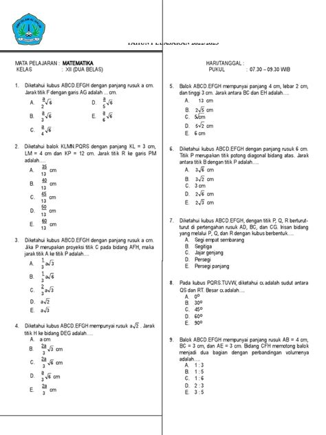 Soal Pas Mtk Kelas Xii Smk Al Halim By Bq Herlina Pdf