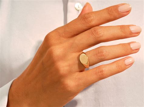 Custom Oval Signet Ring In 14k Solid Gold Personalized Pinky Signet