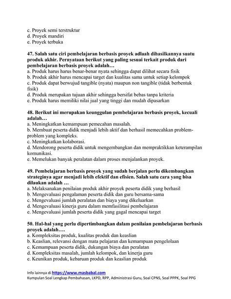 50 Soal Pretest PPG Daljab 2022 Pdf