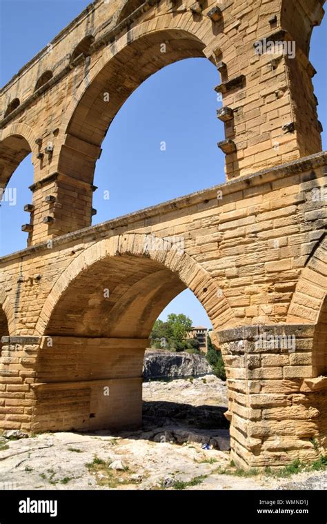 Ancient Roman Aqueduct Pont Du Gard Southern France Stock Photo Alamy