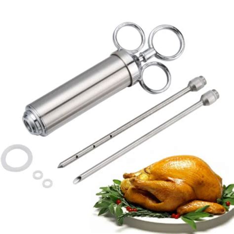 New 2oz Meat Injector Syringe Poultry Marinade Flavour Injector Meat Seasoning Injectors Bbq Kit