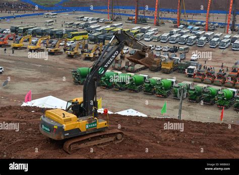 Construction vehicles are pictured during the construction commencement ...