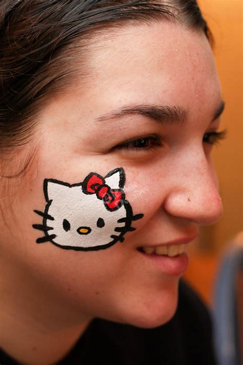 Hello Kitty Cheek By Renduh Facepaint On Deviantart Girl Face Painting Face Painting Easy Face