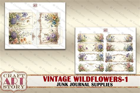 Vintage Wildflowers Junk Journal Supplies Botanical By Craftartstory