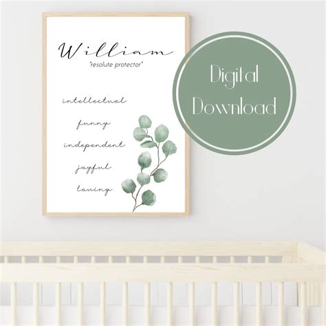 Personalised Baby Name And Meaning Nursery Print Scripture Quote Or