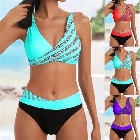 Satın alın Women Bikini Set Fantastic Women Striped Swimsuit Swimwear