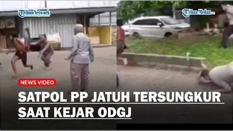 Gagal Kejar Odgj Menggunakan Sarung Petugas Satpol Pp Jatuh Tersungkur