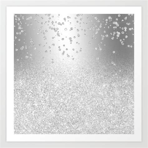 Modern Silver Glitter Ombre Metallic Sparkles Confetti Art Print By