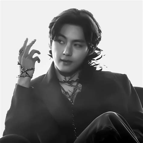 Taehyung Icon BTS V In Black And White