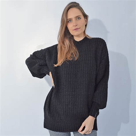 Blusa Tricot Ampla Biamar Preto Pole Modas