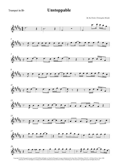 Unstoppable Arr Wesley S Silva By Sia Sheet Music For Trumpet Solo