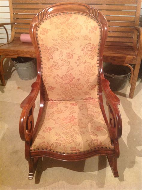 Late 1800s Mahogany Ladys Rocker With Original Upholstery After