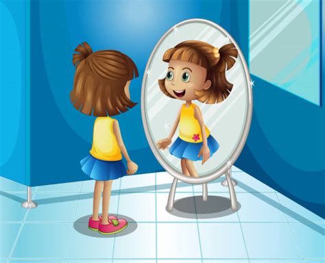 Girl Looking In Mirror Pics Illustrations Royalty Free Vector Graphics