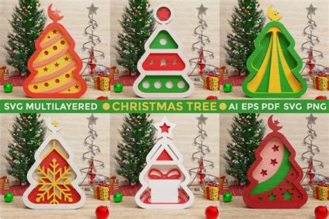 3D Layered Christmas Tree SVG Cut Files Graphic By VOLT DESIGN