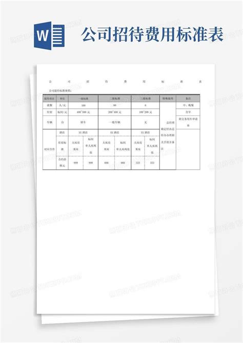 公司招待费用标准表word模板下载编号qxwmjkwz熊猫办公