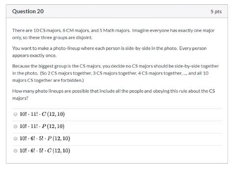 Solved Question 20 5 Pts There Are 10 CS Majors 6 CM Chegg