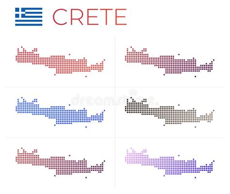 Conjunto De Mapas Pontilhados Para Crete Ilustração Do Vetor