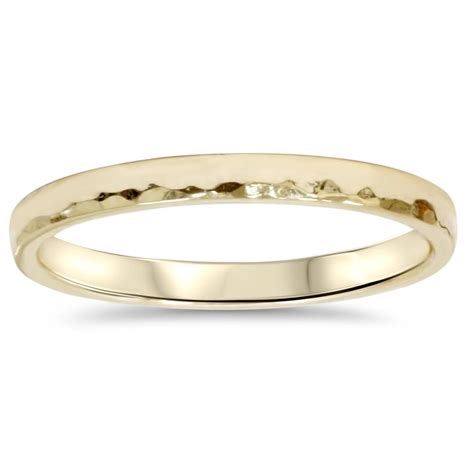 2mm Hammered 14k Yellow Gold Band Ebay