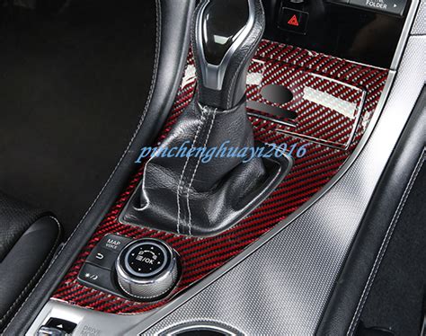 Red Real Carbon Fiber Gear Shift Box Panel Cover Trim For Infiniti Q