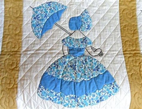 Vintage Quilt Sunbonnet Sue Parasol Quilt Hand Stitched Quilt Etsy