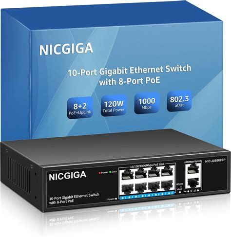 Reolink 8 Ports Poe Switch Mit 2 Gigabit Uplink Ports Bis Zu 120w Gesamtleistung Für Alle Poe