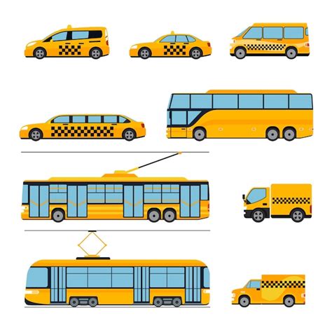 Conjunto De Cones De Transporte P Blico Da Cidade Ve Culos Urbanos