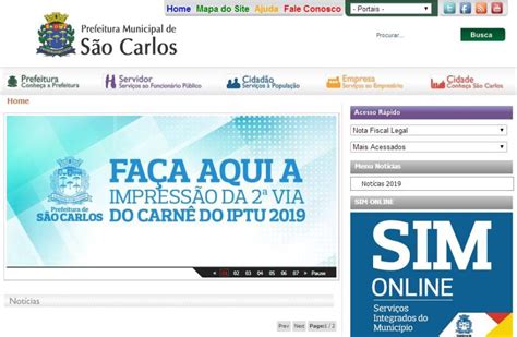 IPTU 2019 já está disponível no site da Prefeitura São Carlos Agora