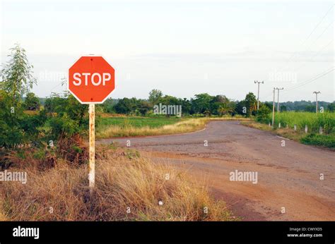 Stop Sign In A Country Road Stock Photo Alamy