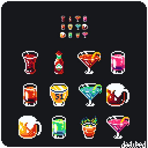 Pixel Cocktails For Game Icons Set Artofit