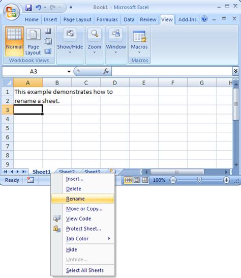 Excel Rename Worksheet Excel Vba