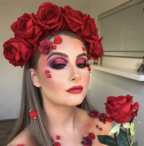 Beautiful Rose Make Up Flower Makeup Rose Makeup Halloween Makeup Inspiration