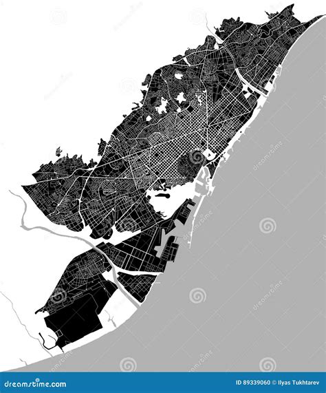 Map of the City Center of Barcelona, Spain Stock Vector - Illustration ...